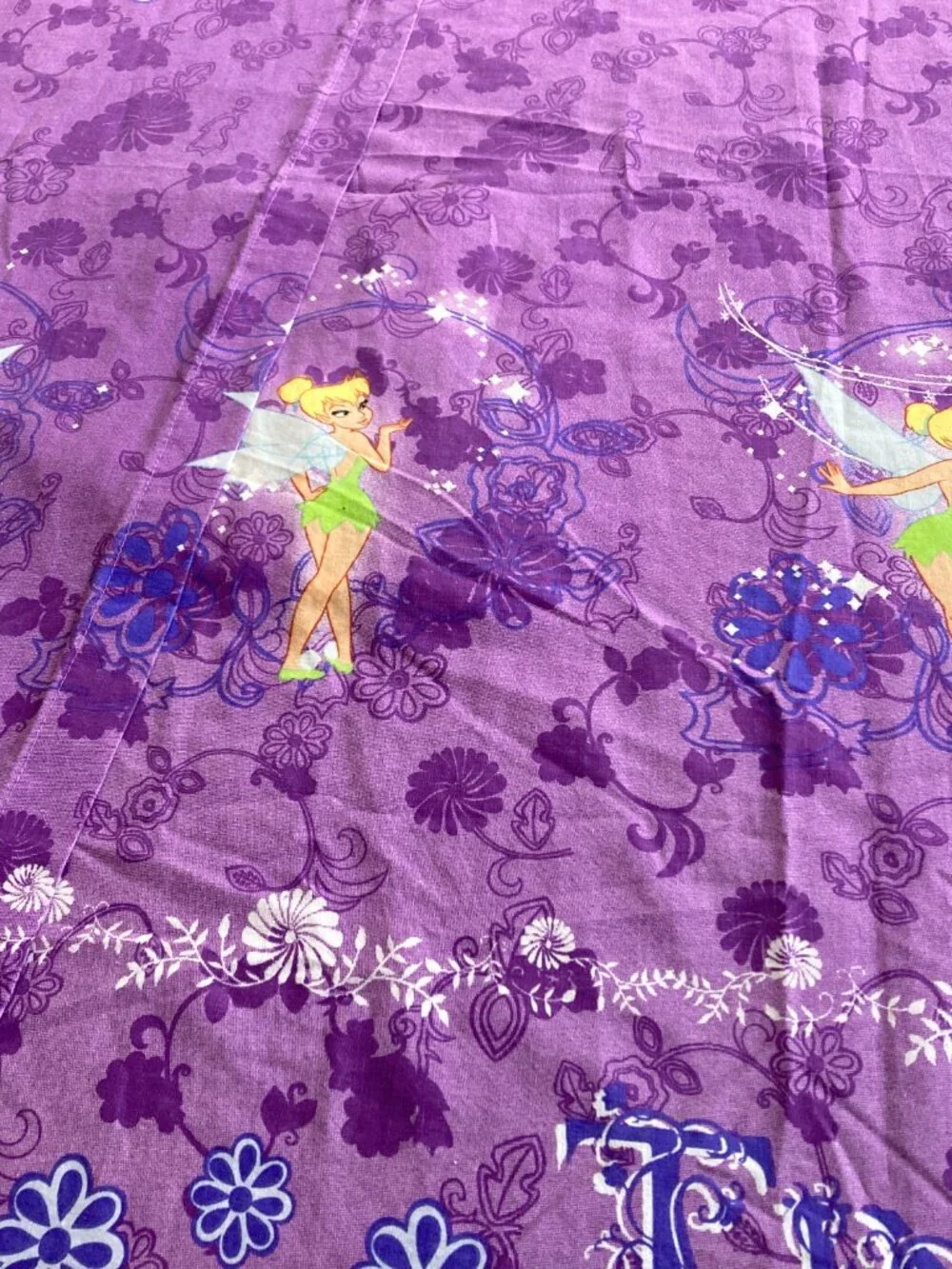 DISNEY TINKER BELL CURTAINS DRAPERY 2 PANELS 40X65 EACH.